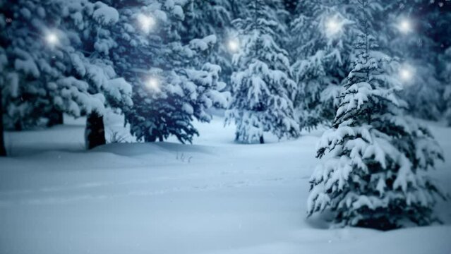 beautiful glow light snow shiny nature winter landscape forest