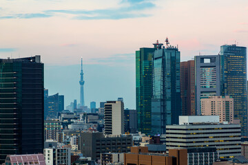 Fototapeta na wymiar Tokyo Tower, against the background of Minato, Tokyo, Japan