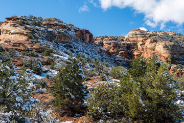 Snow at the East Entrance of the Colorado National Monument near Grand Junction, Colorado

