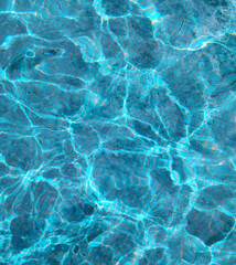 Reflections on blue pool water background