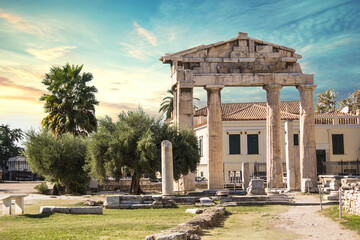 Obraz premium Athena Archegetis is situated west side of the Roman Agora, in Athens, Greece