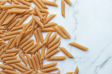 Gray background with whole grain pasta