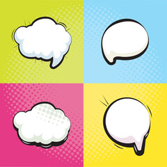 set of speech bubbles pop art