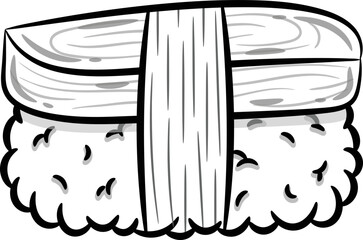 Japanese Sushi rice with egg roll cute drawing sketch for coloring