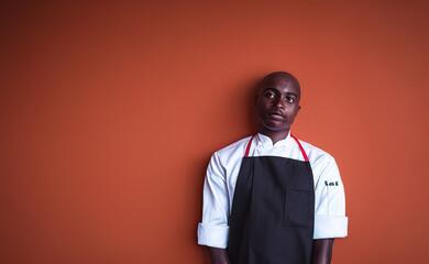 ,A perfect picture of a portrait of an young african descent person working as a chef  - AI Generated