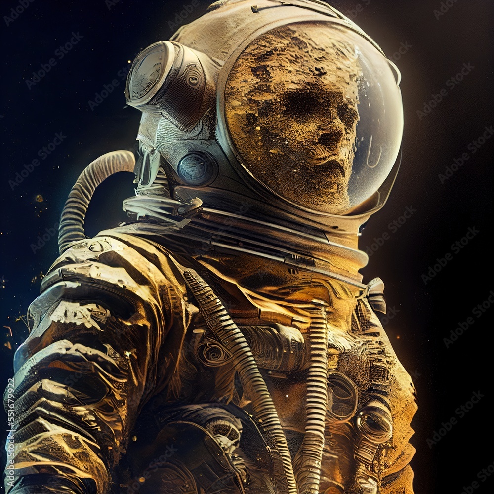 Wall mural a fictional person, not based on a real person. portrait of an fictional astronaut in a spacesuit. h