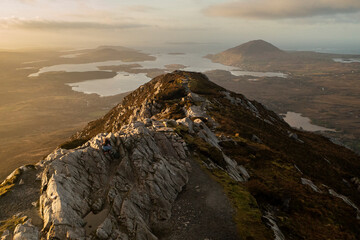 Diamond hill views at sunset.  Conmemara, Galway, Ireland