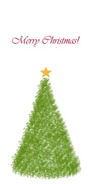 Merry Christmas, tree with a star, stylization of children's freehand drawing, abstract background, standard vertical banner