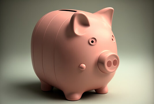 Pink money bank in a piggie. Generative AI