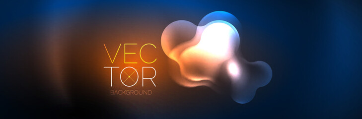 Glowing neon lights abstract shapes composition. Magic energy concept. Template for wallpaper, banner, background or landing