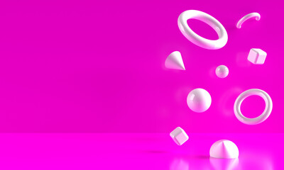  Photo-realistic 3dcg image. Pink geometric design background.