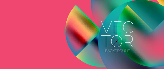 Obraz premium Geometric abstract panorama wallpaper background. Round shapes and circles, metallic color geometric shapes composition