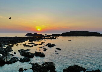 Beautiful sunset on the coast of Inishbofin during the summer