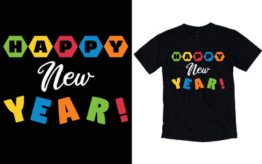 Happy New Year Typography T-shirt