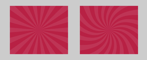 Obraz premium Sun Burst Effect. Magenta, red color explosive set of 2 sunburst backgrounds. Circus background, abstract pattern with concentrated line, creating a lively and vibrant atmosphere.