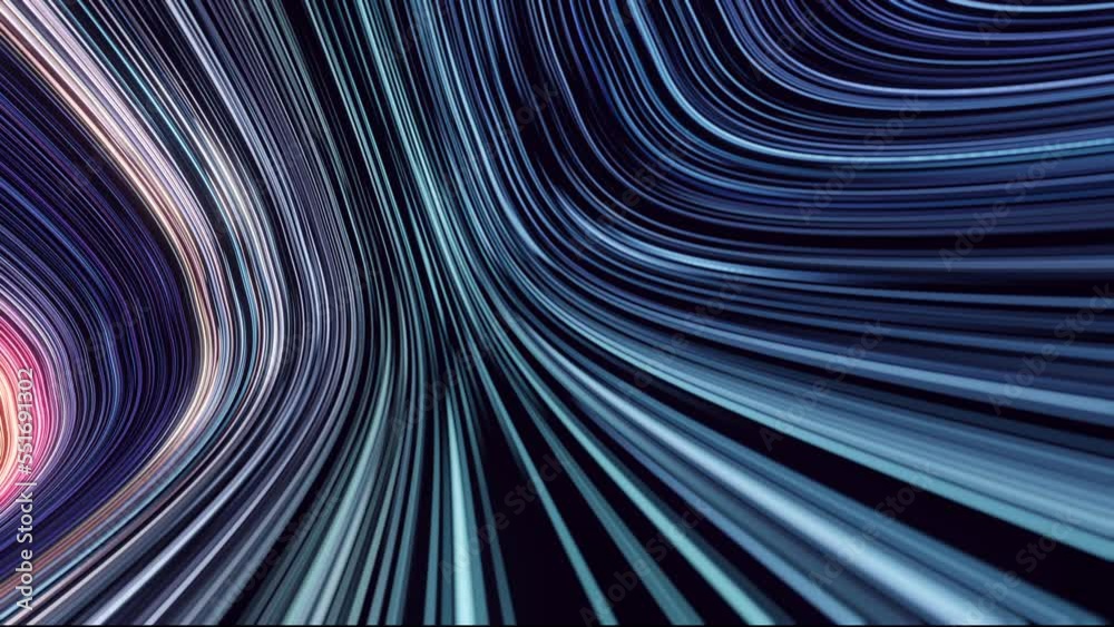 Poster 3d animation moving colorful abstract lines, loopable