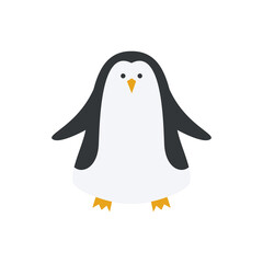 Winter cheerful penguin. Decor for Christmas and New Year. Festive vector illustration in flat cartoon style