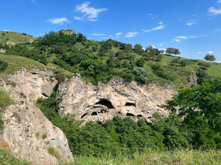 Landscape with cave dwellings in Armenia