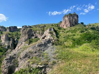Landscape with cave dwellings in Armenia
