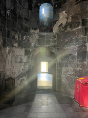 Inside Gndevank monastery in the mountains of Armenia