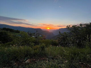 View over Tatev Monastery in Armenia in Sunrise