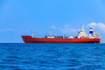 Large industrial ship sailing in the Indian ocean near Zanzibar, Tanzania