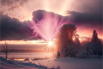 Fototapeta premium pink winter sky