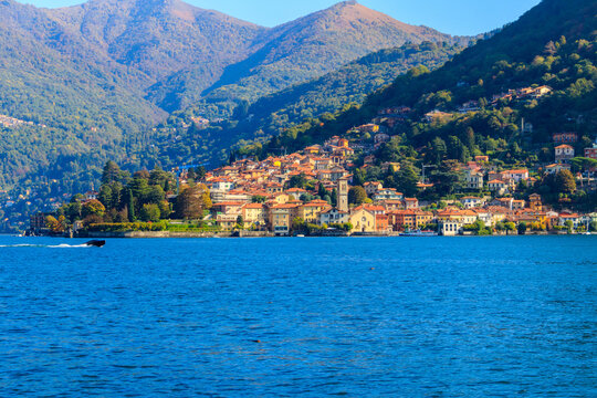 Panoramic view of Torno town on Lake Como in Italy