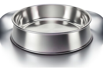 Isolated empty aluminum dog dish. Generative AI