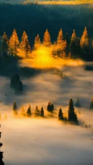 Papier Peint photo Lavable Forêt dans le brouillard Misty forest