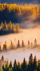 Velvet curtains Forest in fog Misty forest