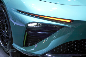 led car light automobile closeup