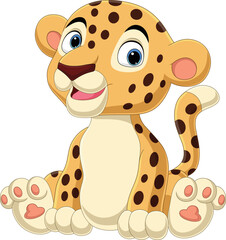Cute baby leopard cartoon sitting © tigatelu