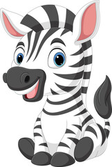 Cartoon cute baby zebra sitting - 551696547