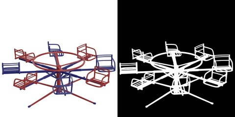 3D rendering illustration of a vintage playground merri-go-round