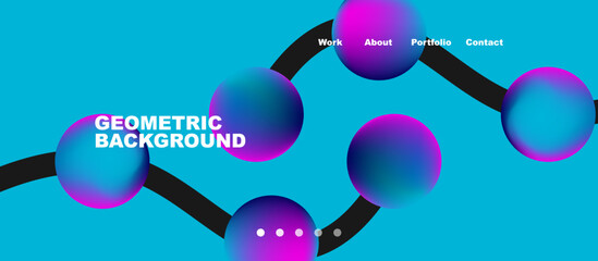 Network concept, line points connections geometric landing page background.