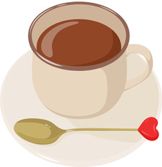 ホットチョコレート_珈琲_ココア_バレンタインイメージ_ベクターイラスト