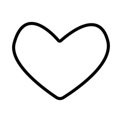 Vector hand drawn flat outline heart isolated on white background