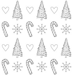Vector seamless pattern of hand drawn sketch Christmas doodles isolated on white background