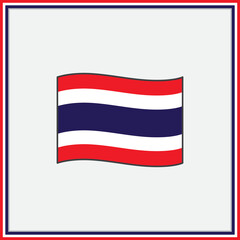 Thailand Flag Cartoon Vector Illustration. Flag of Thailand Flat Icon Outline. National Thailand Flag