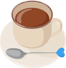 ホットチョコレート_珈琲_ココア_ホワイトデーイメージ_ベクターイラスト