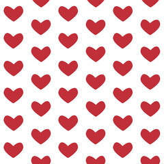 Vector seamless pattern of hand drawn flat heart isolated on white background