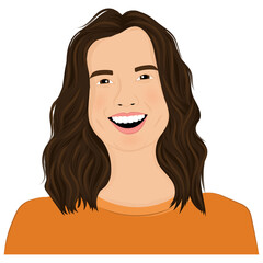 Isolated happy girl realistic character Vector illustration