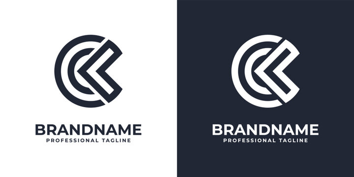 Letter CK or KC Monogram Circle Logo, suitable for any business with CK or KC initials.