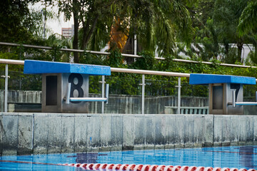 start of large swimming pool number 8 with large blue surface with blue water