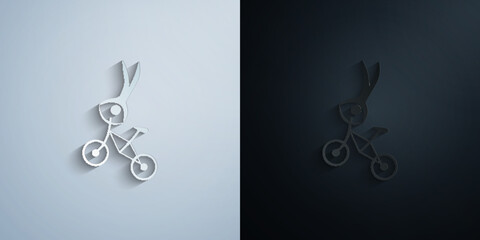 gymnastics on the goat paper icon with shadow vector illustration