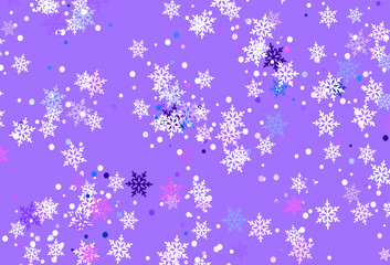 Naklejka na ściany i meble Light Purple, Pink vector texture with colored snowflakes.