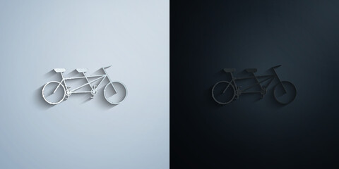 Tandem bike paper icon with shadow vector illustration