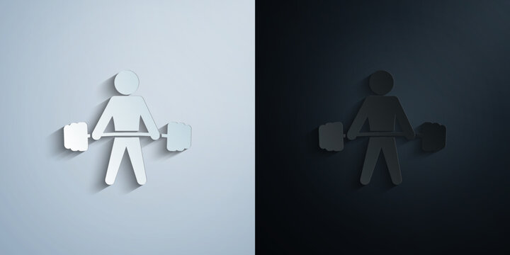 weightlifter paper icon with shadow vector illustration