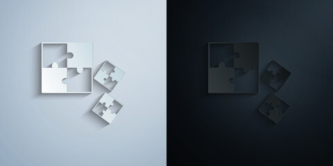 Puzzle paper icon with shadow vector illustration